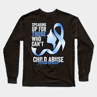 Child Abuse Prevention Awareness Month Blue Ribbon gift idea Long Sleeve T-Shirt